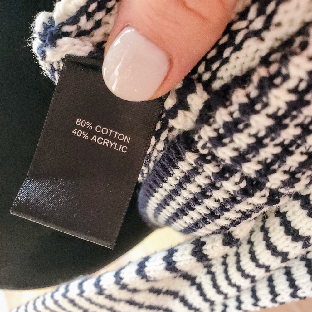Tahari Navy Blue and White Striped Women's Button Down Cardigan Sweater NWOT - Picture 2 of 15